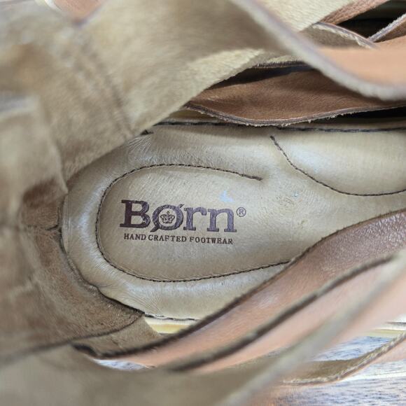 Born Iwa Sandals Womens 10M Brown Leather Woven Gladiator Flat Zip Comfort Shoes - Picture 6 of 8